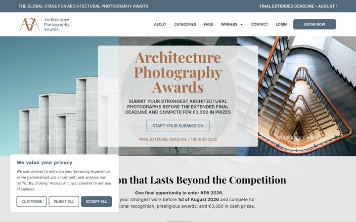 Screenshot of architecturephotographyawards.com