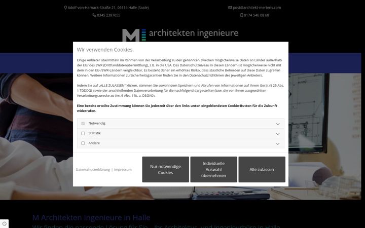 Screenshot of architekt-mertens.com