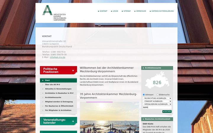 Ekrano kopija architektenkammer-mv.de