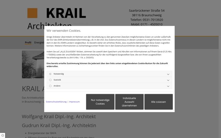 Screenshot of architektin-gkrail.de