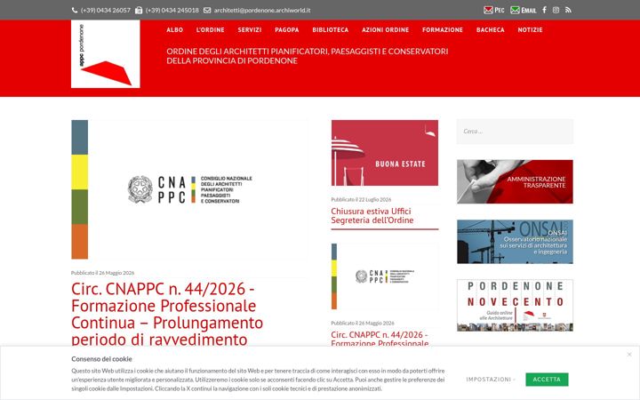 Screenshot of architettipordenone.it