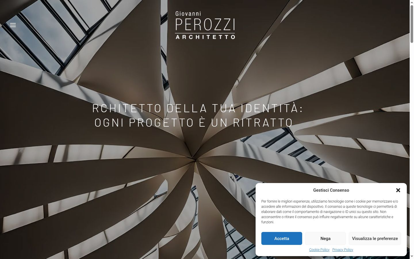 Screenshot del banner di consenso mostrato prima di qualsiasi interazione