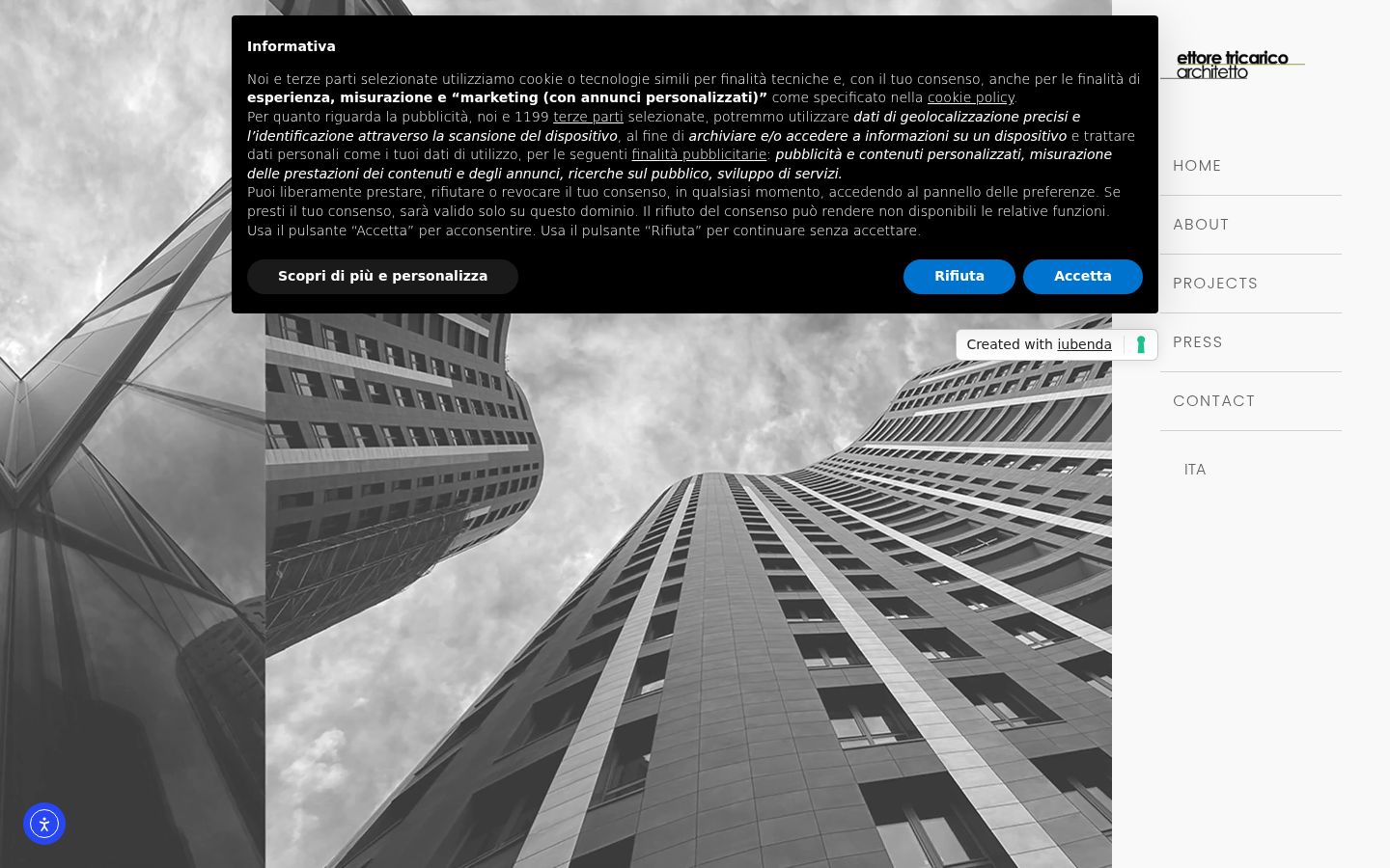 Screenshot del banner di consenso mostrato prima di qualsiasi interazione
