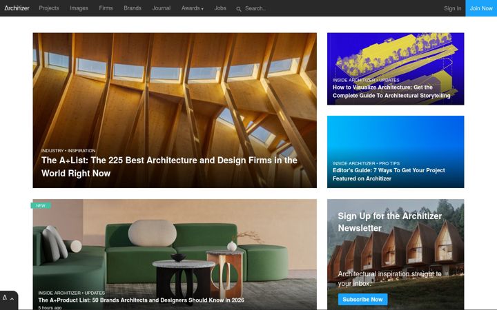 Screenshot of architizer.com