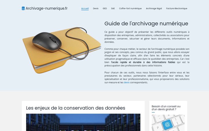 Screenshot of archivage-numerique.fr