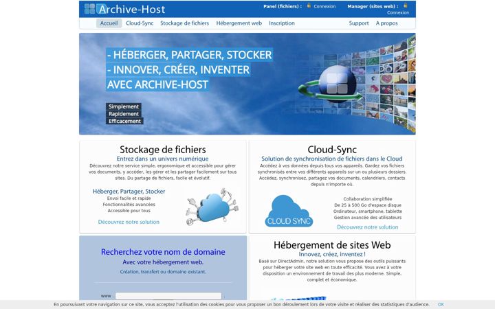Kuvakaappaus sivustosta archive-host.com