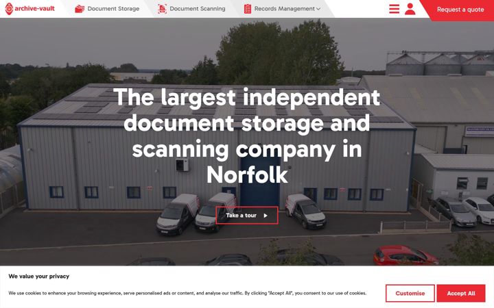 Screenshot of archive-vault.co.uk