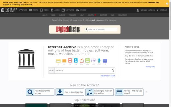 Screenshot of archive.org