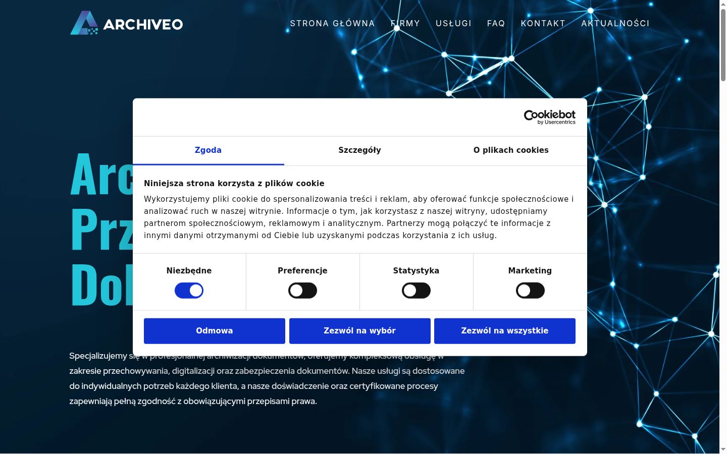 Snimka zaslona bannera za privolu prikazanog prije bilo kakve interakcije