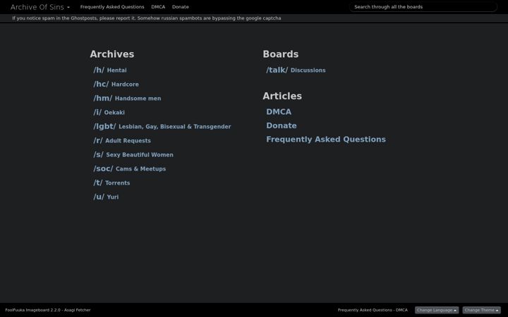 Screenshot of archiveofsins.com