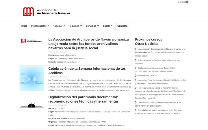 Screenshot of archiverosdenavarra.org