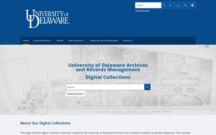 Screenshot of archives-digital.udel.edu