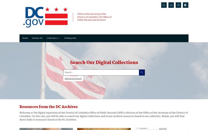 Screenshot of archives.dc.gov
