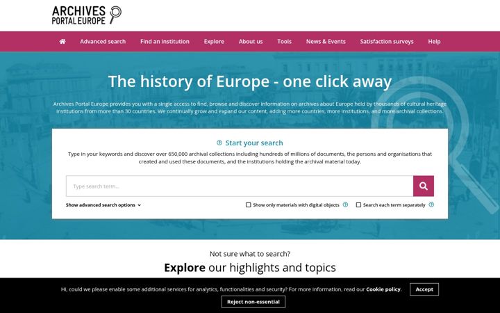 Screenshot di archivesportaleurope.net