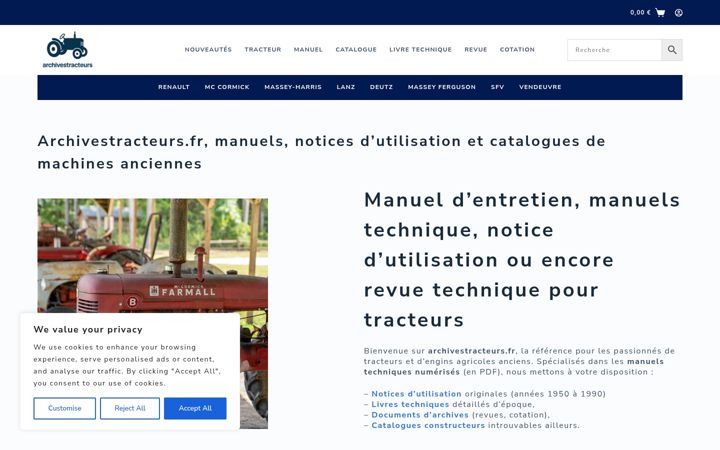 Screenshot of archivestracteurs.fr