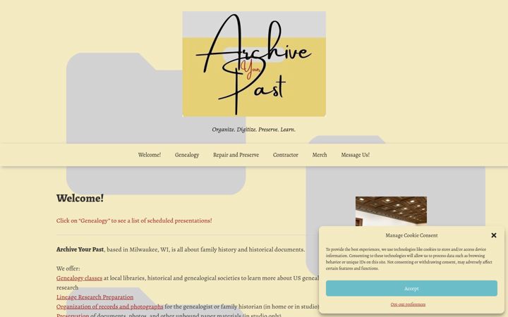 Screenshot του archiveyourpast.com