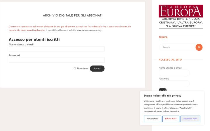 Ekraanipilt saidist archiviolanuovaeuropa.org