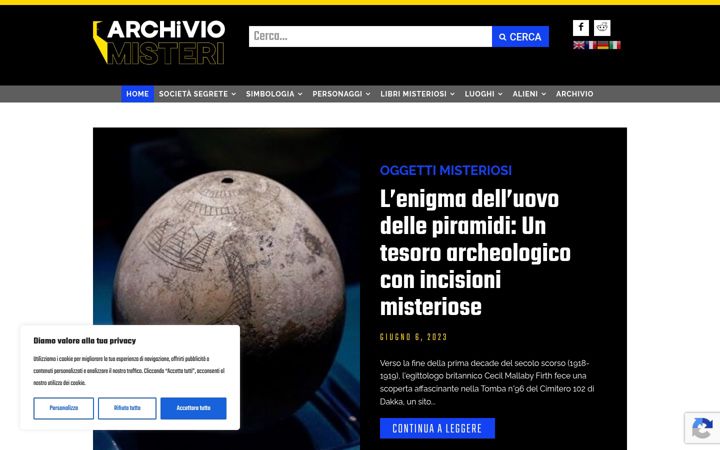 Screenshot of archiviomisteri.it