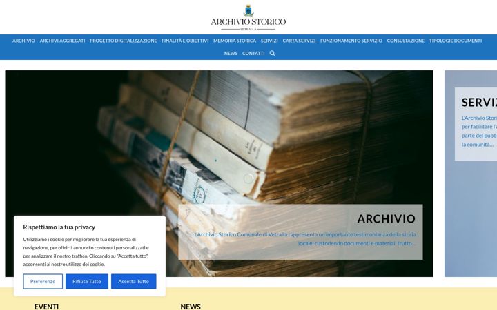 Screenshot of archiviostoricovetralla.it