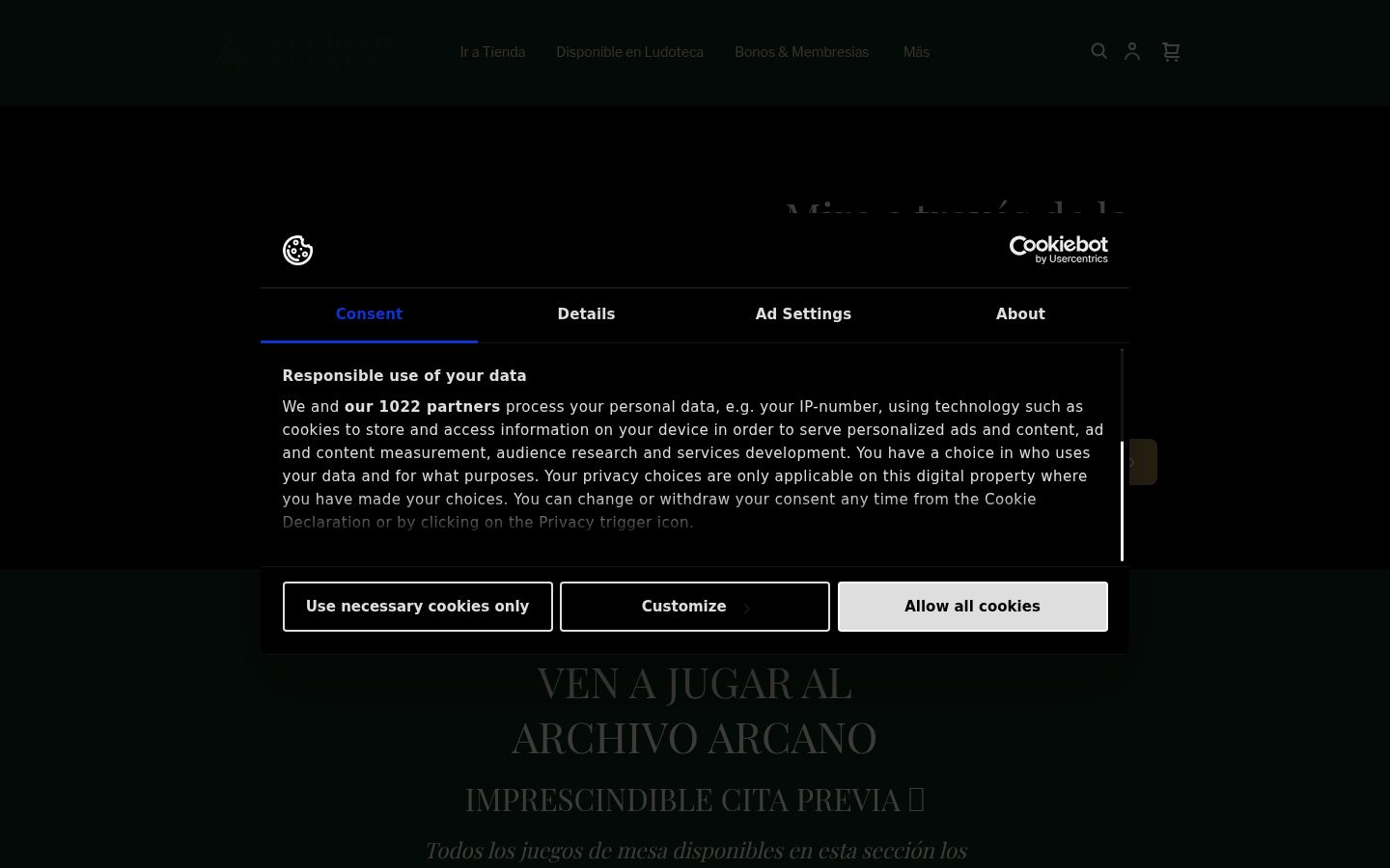 Screenshot του banner συγκατάθεσης που εμφανίστηκε πριν από οποιαδήποτε αλληλεπίδραση