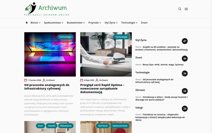 Captură de ecran a archiwum.co.pl