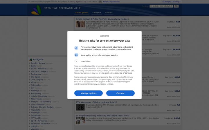 Screenshot of archiwumalle.pl