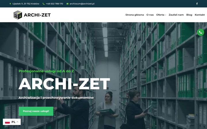 Captură de ecran a archizet.pl
