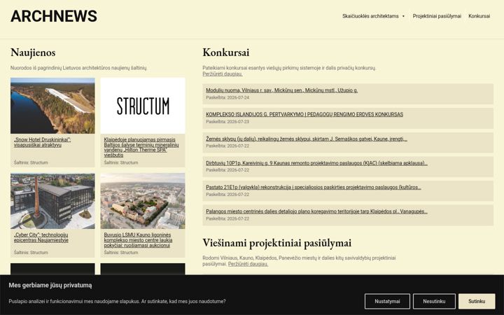 Snímek obrazovky archnews.lt