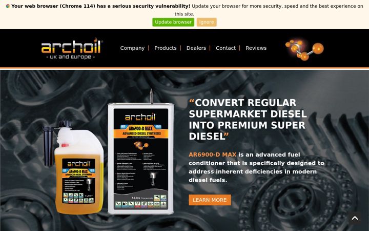 Screenshot of archoil.co.uk