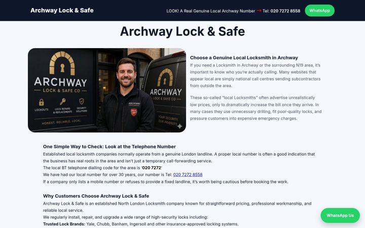 Screenshot of archway-locksmiths.co.uk