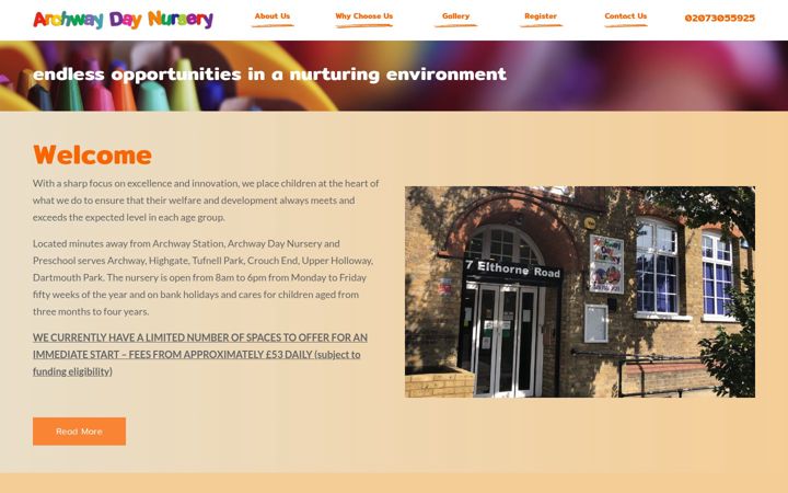 Screenshot van archwaydaynursery.co.uk