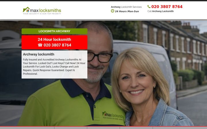 Screenshot of archwaymaxlocksmith.co.uk