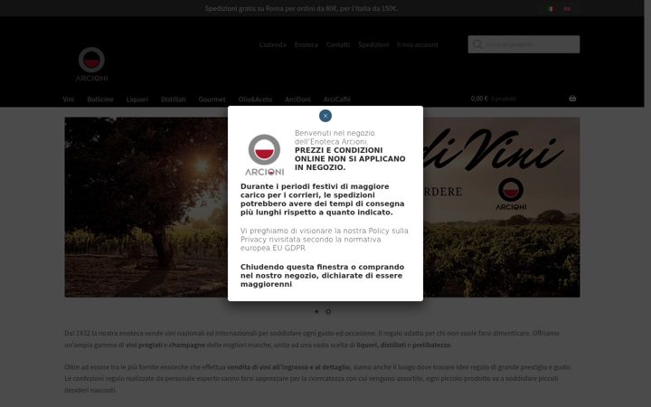 Posnetek zaslona arcioni.eu