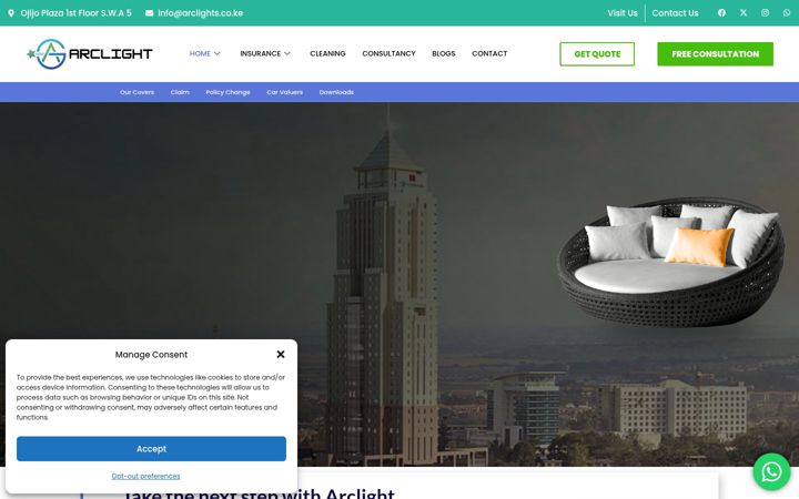 Screenshot of arclights.co.ke