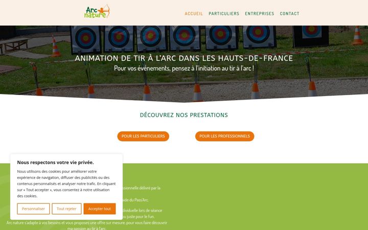 Screenshot of arcnature.fr
