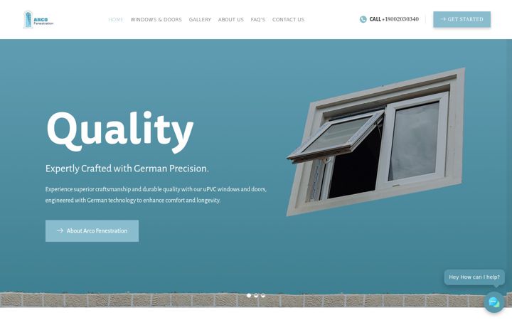 Screenshot of arcofenestration.com