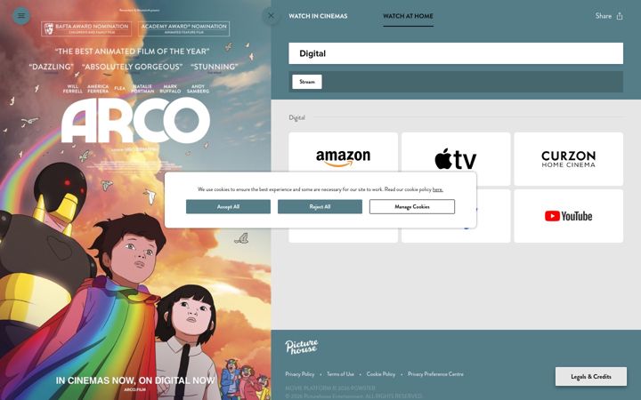 Screenshot of arcofilm.com