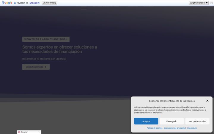 Captura de ecrã de arcofinanciacion.es