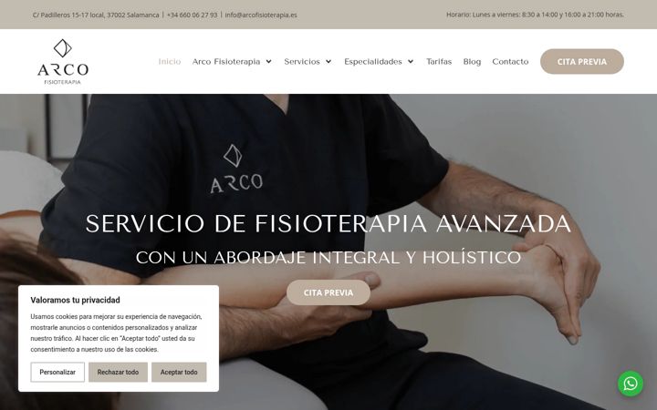 Screenshot of arcofisioterapia.es