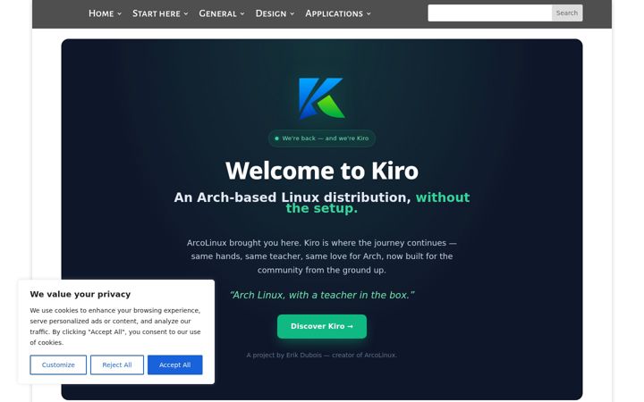 Screenshot of arcolinux.com