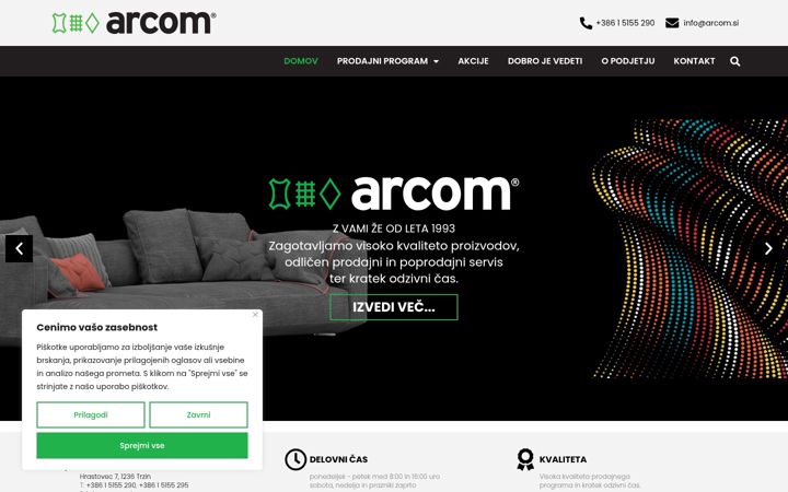 Screenshot of arcom.si