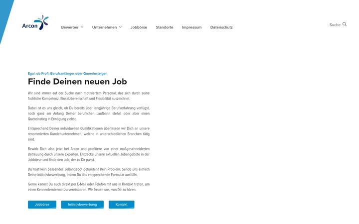 Екранна снимка на arcon-jobs.de