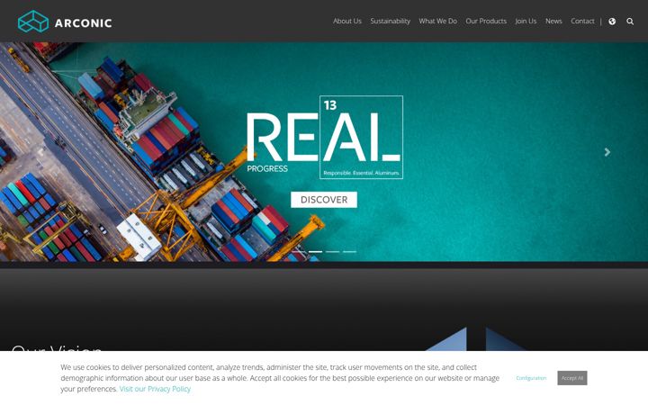 Screenshot of arconic.com