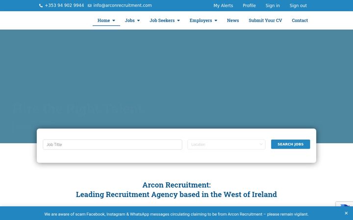 Screenshot of arconrecruitment.com