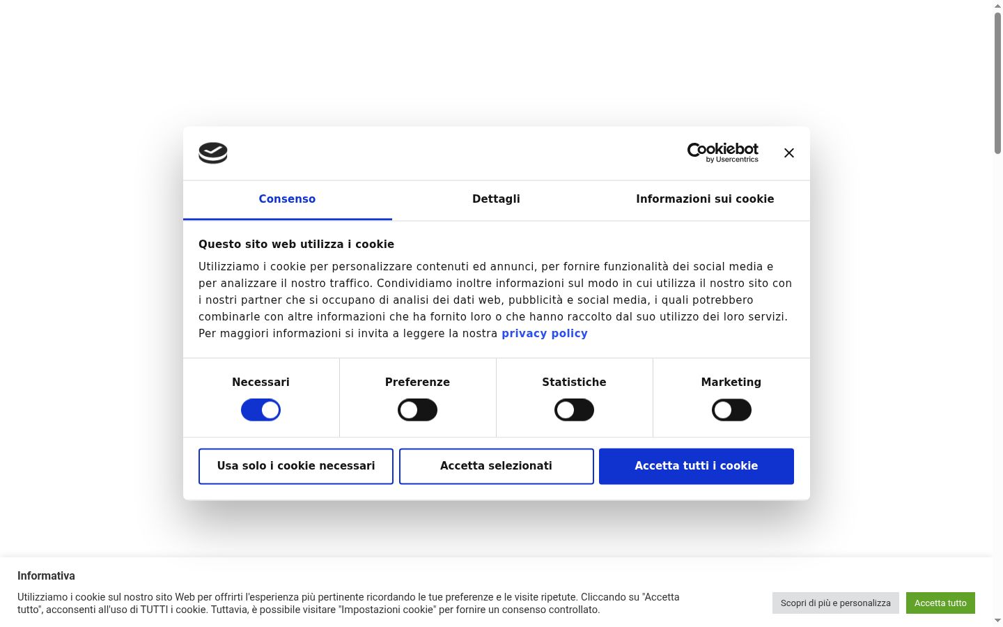Snimka zaslona bannera za privolu prikazanog prije bilo kakve interakcije