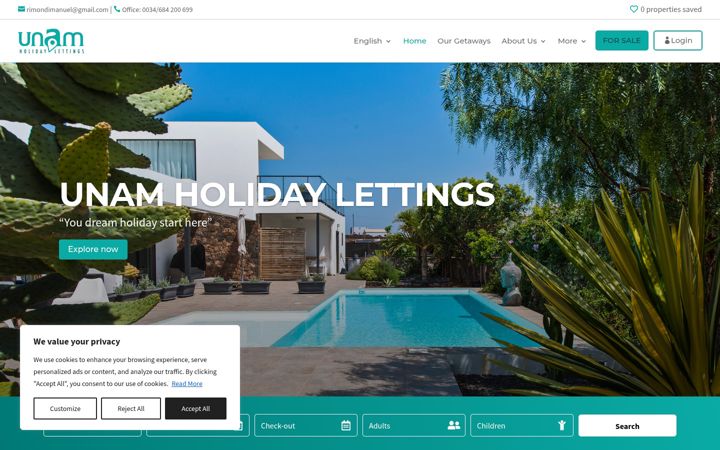 Ekrānuzņēmums no arcotrust-holidaylettings.com