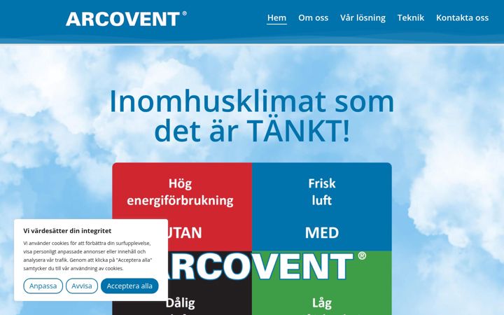 Screenshot του arcovent.se