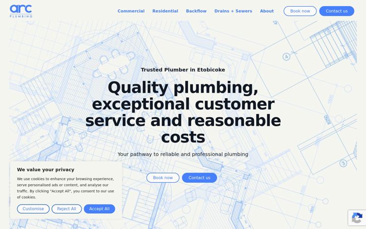 Skærmbillede af arcplumbing.ca