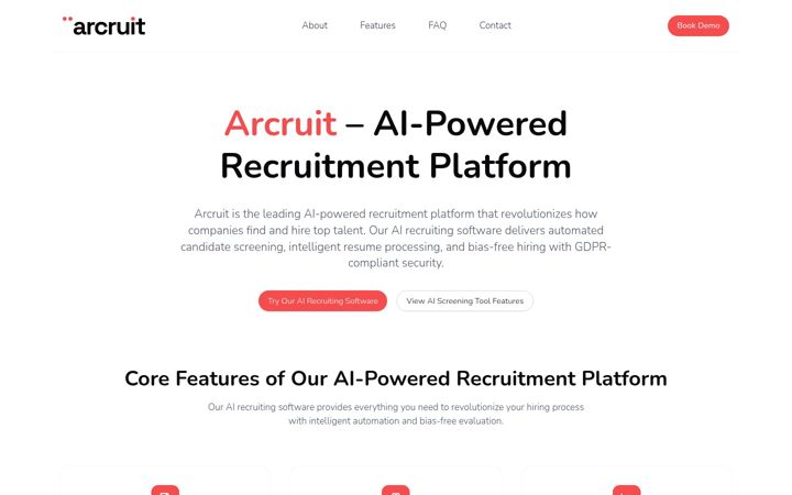 Captură de ecran a arcruit.com