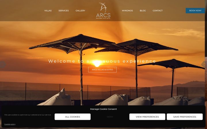Zrzut ekranu arcsboutiquehotel.com